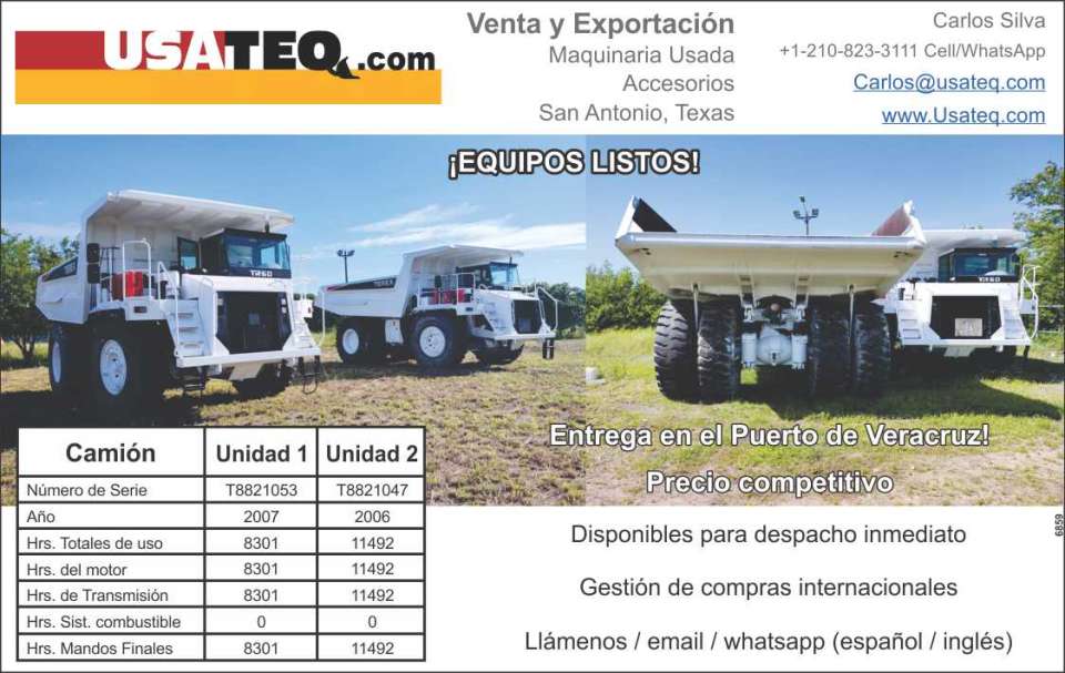 Venta y Exportacion,Maquinaria Usada, Camiones,Llantas OTR,accesorios,martillos hidraulicos,platos compactadores,ruedas compactadoras,colocadores de postes, accesorios para excavadoras y cargadores. Venta y Exportacion,Maquinaria Usada, Camiones,Llantas OTR,accesorios,martillos hidraulicos,platos compactadores,ruedas compactadoras,colocadores de postes, accesorios para excavadoras y cargadores.