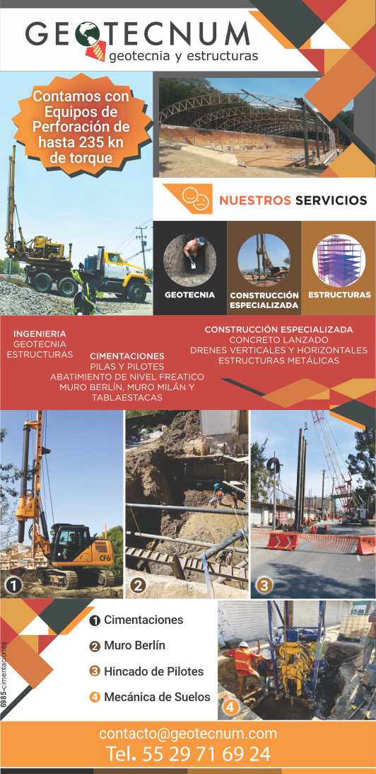 Servicios de consultoria y ejecucion de proyectos de geotecnia, estructuras, construccion especializada, instrumentacion. Servicios de consultoria y ejecucion de proyectos de geotecnia, estructuras, construccion especializada, instrumentacion.