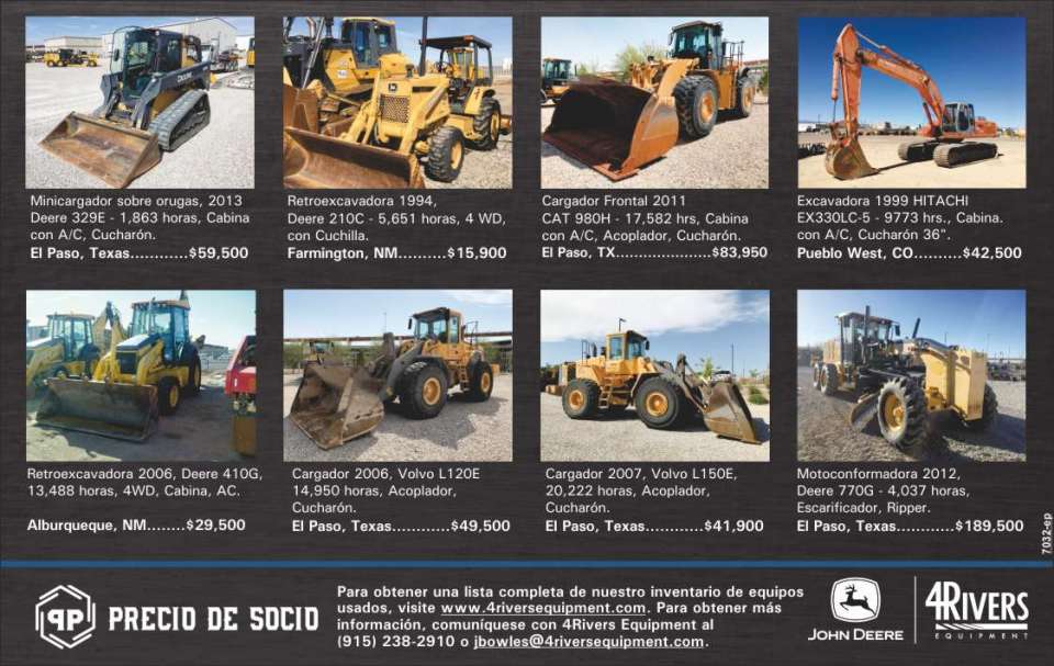 Para obtener una lista complete de nuestro inventario de equipos usados, visite www.4riversequipment.com Para obtener una lista complete de nuestro inventario de equipos usados, visite www.4riversequipment.com