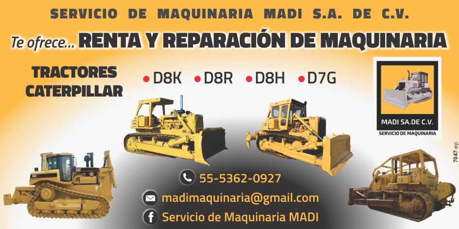 Renta y Reparacion de Maquinaria Pesada, Tractores Caterpillar D8K, D8R, D8H, D7G,