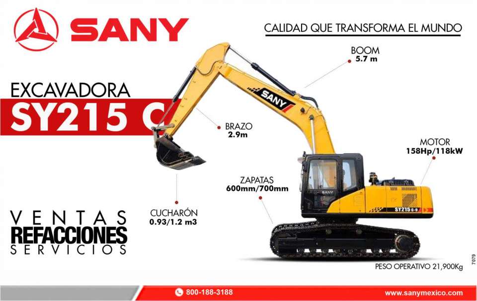 Excavadoras SANY SY215 C nuevas en Venta. Calidad que transforma el mundo.
