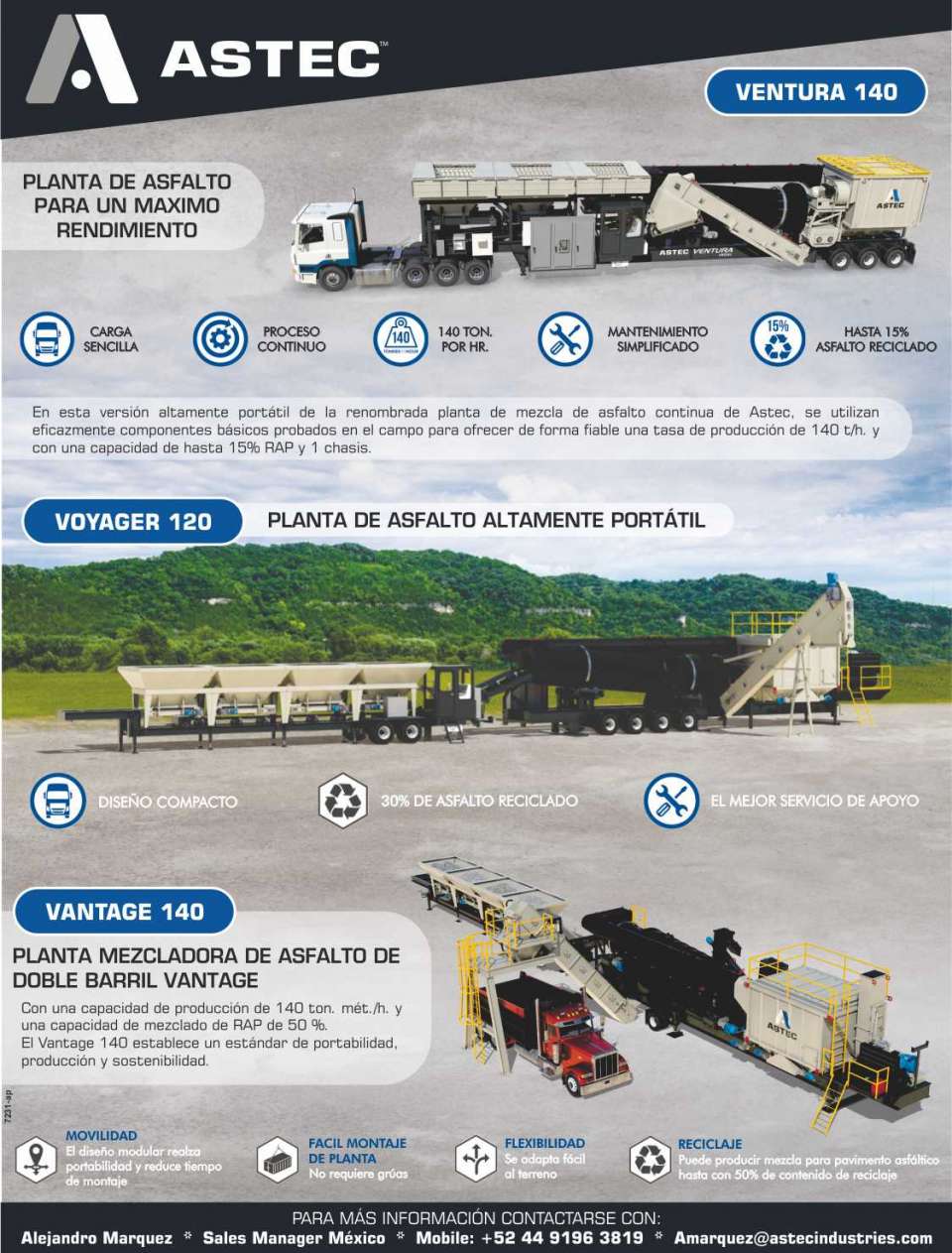 ASTEC fabrica plantas de asfalto para un maximo rendimiento y altamente portatiles