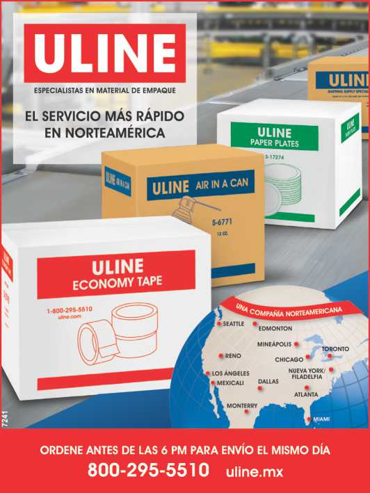 ULINE tiene todos los productos en existencia.Mas de 34,000 Productos para Construccion y Empaque.Mas de 2,750 Productos de Seguridad.Material de Empaque. Productos Basicos Para El Almacen y mucho mas