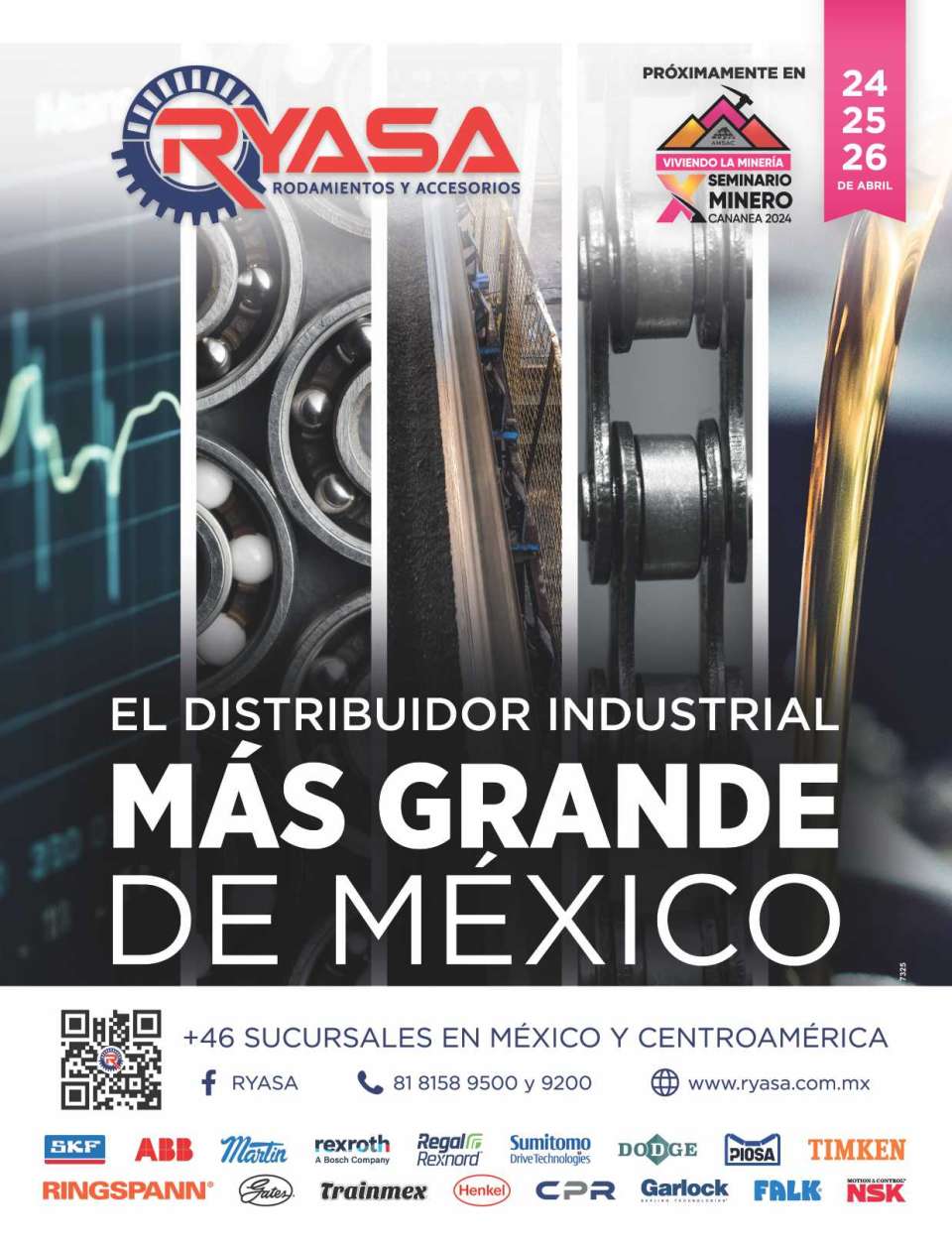 Distribution and Marketing of Bearings, Bands, Seals, Motors, Reducers, Bearing Units, Chains, Couplings, Sprockets, Conveyors, Lubrication Systems. Branches Mexico y Centroamerica