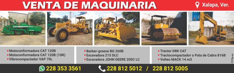 Sale of machinery, motor graders, vibrocompactors, excavators, tractors and more, with more than 30 years of experience in the field of both construction and machinery and transport.