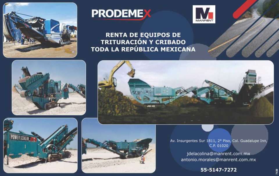Rental of Crushing and Screening Equipment throughout the Mexican Republic. Manrent - Prodemex