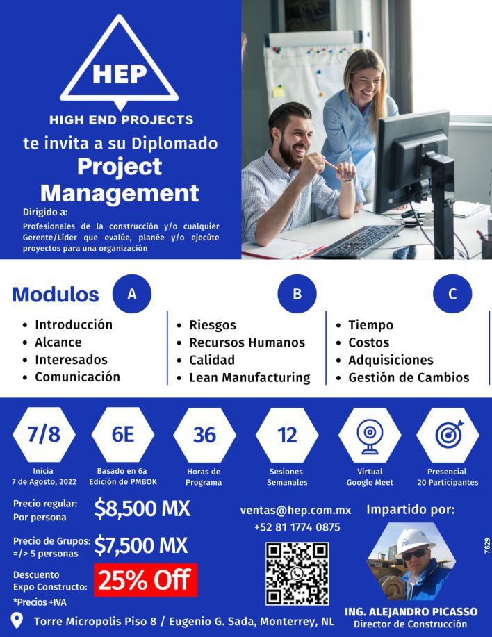 High End Projects invites you to its Project Management Diploma, based on the 6th edition of PMBOK.