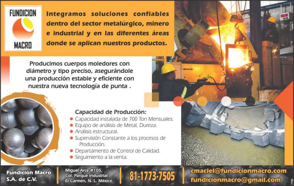 Ofrecemos soluciones tecnicas y de ingenieria de desgaste para el sector metalurgico, minero e industrial produciendo bolas de molienda para las necesidades de cada cliente.