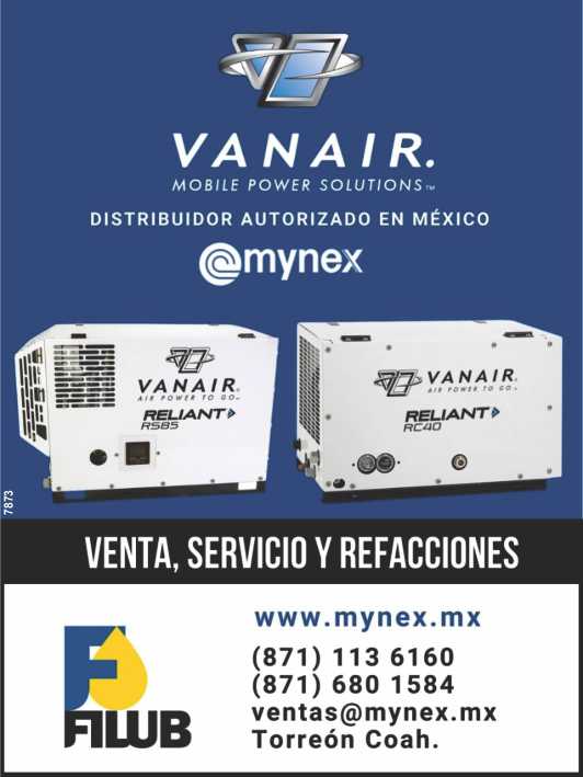 Compresores de Aire, marca VANAIR, Distribuidor Autorizado en Mexico. Venta, Servicio y Refacciones. Filtros y Lubricantes Filub