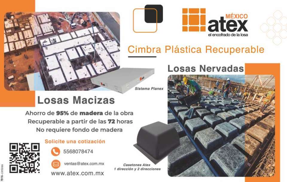 atex MEXICO Practicality for all works. Recoverable Plastic Formwork. Solid slabs and ribbed slabs, columns, cheeks and girder bottoms. SAVE UP TO 90% OF WOOD ON WORK!