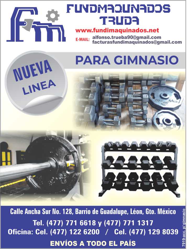 Nueva linea para gimnasios, fabricamos piezas especiales - Fundimaquinados Truda Nueva linea para gimnasios, fabricamos piezas especiales - Fundimaquinados Truda
