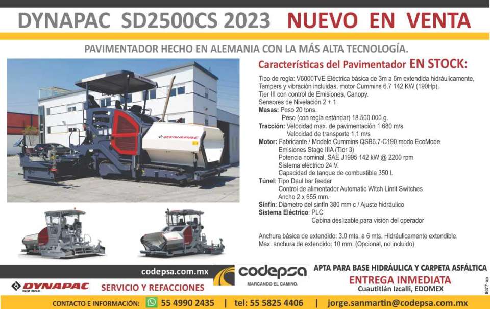 Paver made in Germany with the highest technology. Dynapac SD2500CS 2023 NEW FOR SALE ! IMMEDIATE DELIVERY!