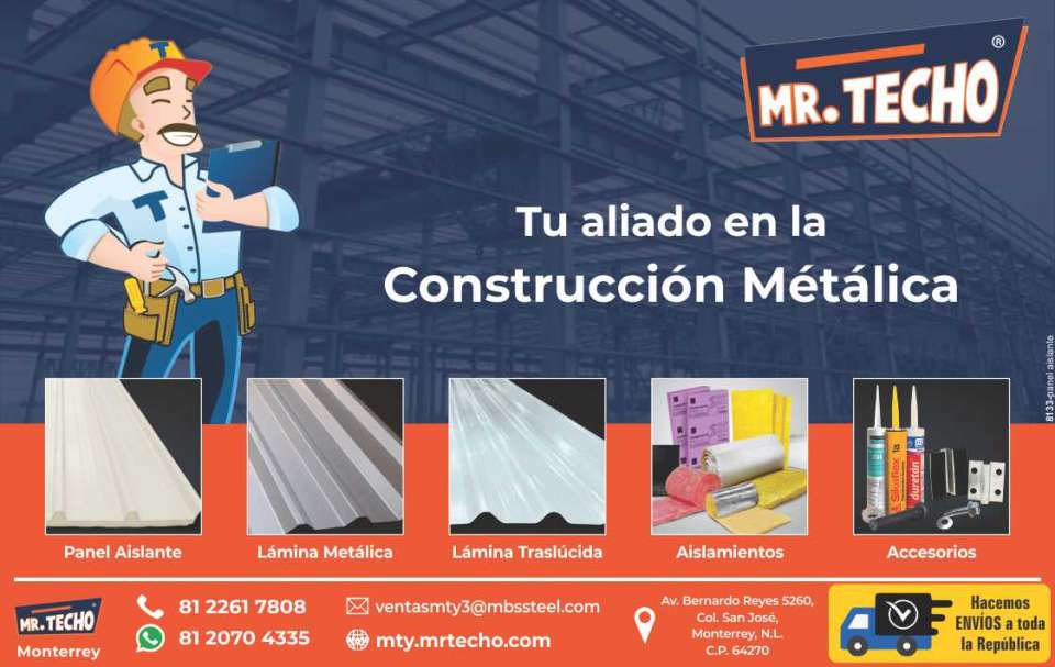 Mr. Techo your ally in Metal Construction. *Insulating panel *Metal sheet *Translucent sheet *Insulations *Accessories. We ship to the entire republic.