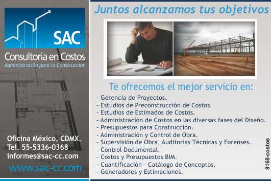 Consultancy of construction costs, supervision, administration and control of work, maintenance and construction