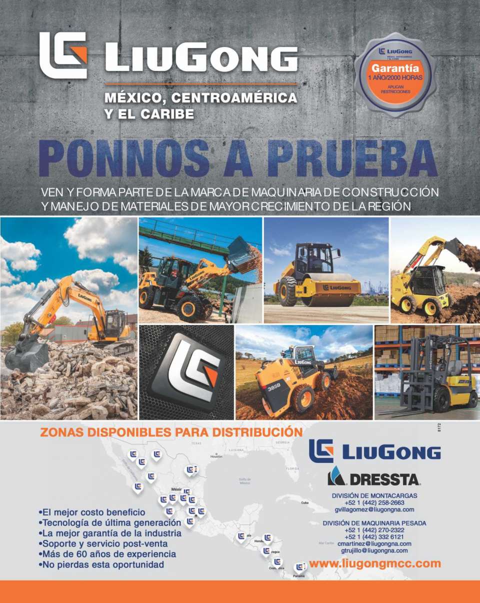 Ven y forma parte de la marca de maquinaria de construccion y manejo de materiales de mayor crecimiento de la region LIUGONG - DRESSTA. Zonas Disponibles para Distribucion.