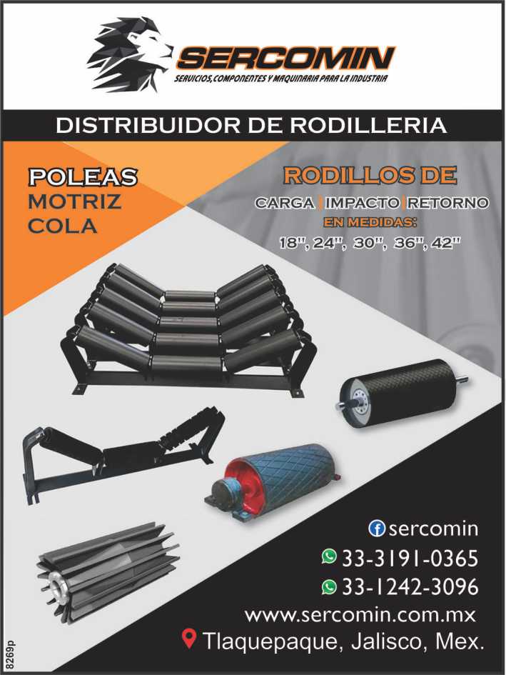 Servicios, Componentes y Maquinaria para la Industria Minera. Distribuidor de Rodilleria, Poleas Motriz Cola, Rodillos de Carga-Impacto-Retorno.