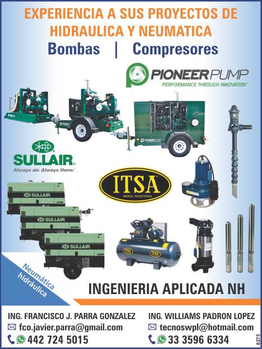 Experience in your Hydraulic and Pneumatic Projects. Bombs. Compressors.