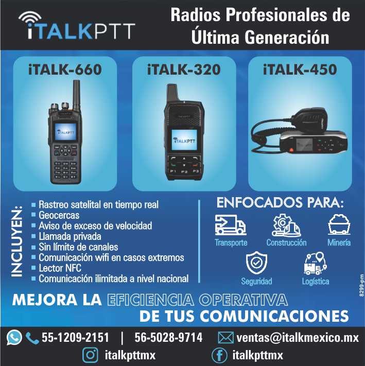 Last Generation Professional Radios, include: *Satellite Tracking*Geo-fences*Excess speed warning*Private Call*Unlimited channels*WiFi communication*Unlimited communication