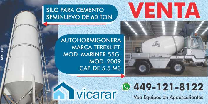 Silo for Semi-new Cement of 60 ton. Terexlift brand truck mixer, Mod. Mariner 55G, Mod. 2009, Cap. of 5.5 m3 for sale. See Teams in Aguascalientes.