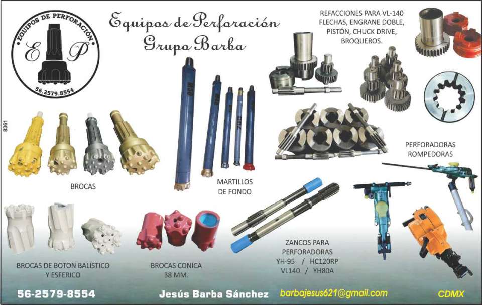 Drilling Equipment, Spare Parts for VL- 140, Arrows, Double Gear, Piston, Chuck Drive, Drill Bits, Drill Bits, Downhole Hammers, Drilling Machines, Breakers, Stilts for Drilling Machines.