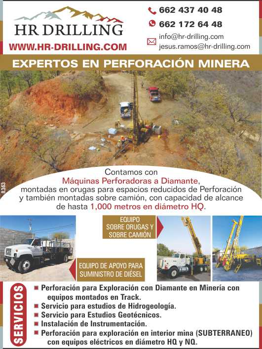 Experts in Mining Drilling, for Diamond Exploration in Mining, Hydrogeological Studies, Geotechnical Studies. Drilling for Exploration in the Interior of the Mine.