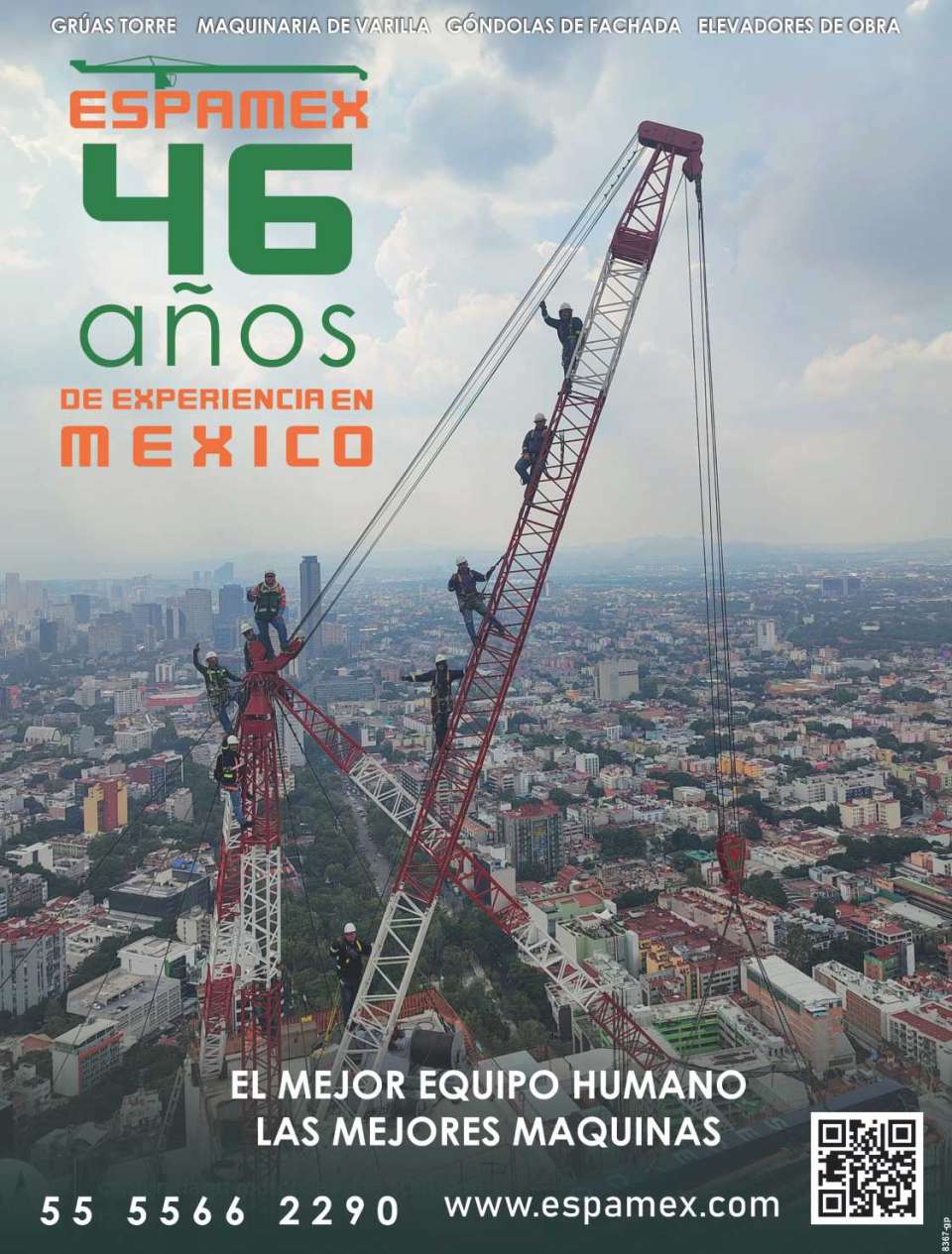 Tower Cranes, Construction Elevators, Facade Gondolas. Thanks to your Trust, 80% of the tallest Towers in Mexico have been built with Espamex Equipment. 45 Years Building Mexico.