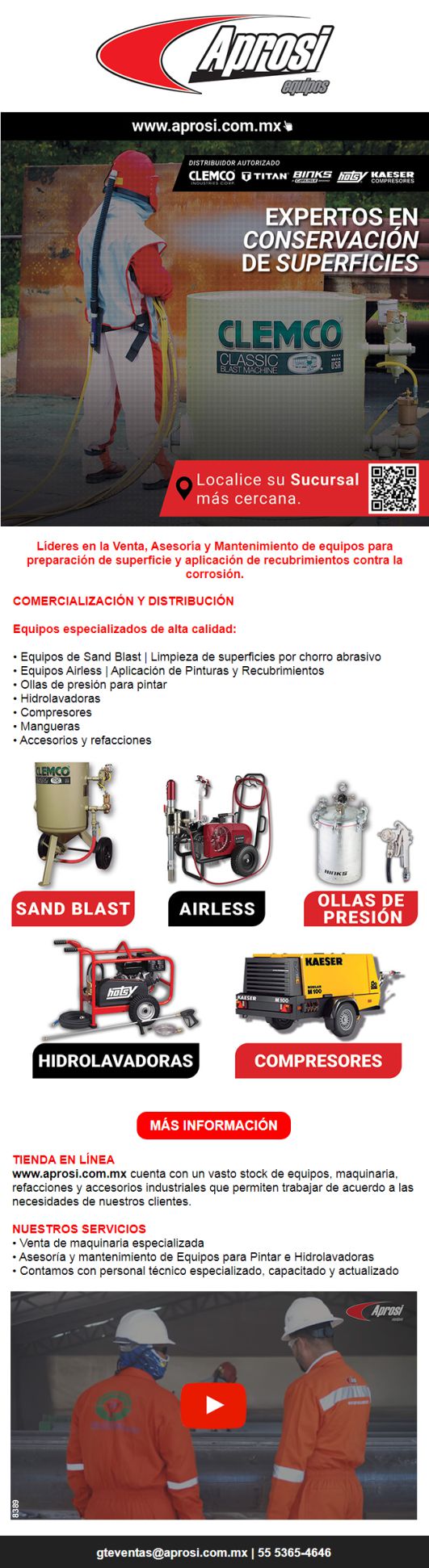 Leaders in the Sale, Consulting and Maintenance of equipment for surface preparation and application of anti-corrosion coatings. - -Sand-Blast. -Airless -Pressure washers -Compressors