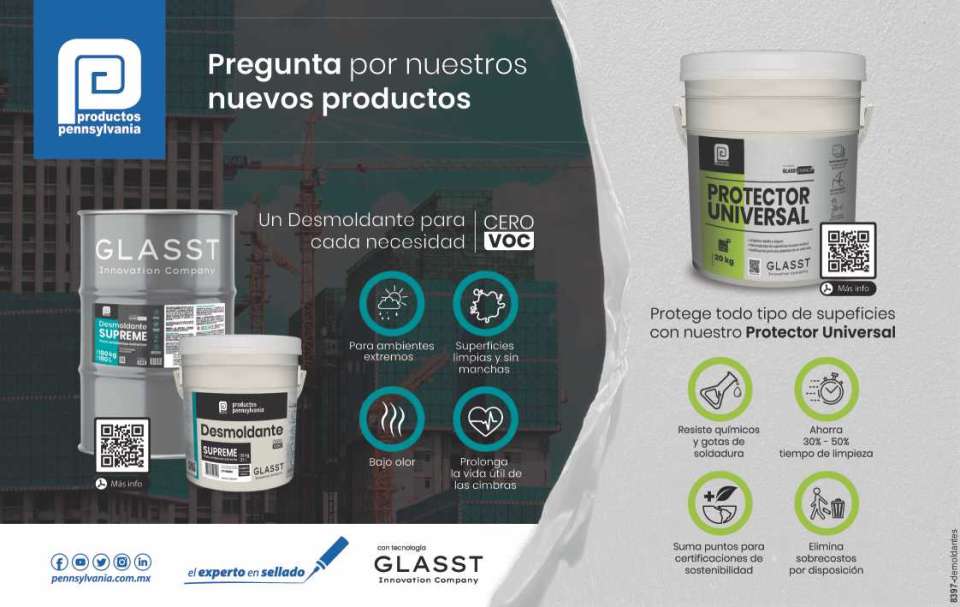 SUPREME RELEASE FOR extreme environments, low odor, prolongs the useful life of the forms, clean and stain-free surfaces. UNIVERSAL PROTECTOR for all types of surfaces. GLASS