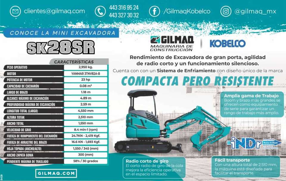 GILMAQ Construction Machinery. Meet the SK35SR Mini excavator Short turning radius, easy transportation, wide range of work.
