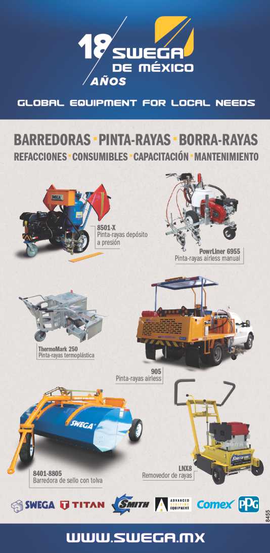 Refacciones, Consumibles, Capacitacion, Mantenimiento, 8501-X, ThermoMark 250, 8401-8805, 905, PowrLiner 6955, LNX8. SWEGA, TITAN, SMITH, ADVANCED STRIPING EQUIPMENT, COMEX, PPG Refacciones, Consumibles, Capacitacion, Mantenimiento, 8501-X, ThermoMark 250, 8401-8805, 905, PowrLiner 6955, LNX8. SWEGA, TITAN, SMITH, ADVANCED STRIPING EQUIPMENT, COMEX, PPG