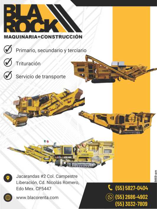 Machinery-Construction Primary-secondary and tertiary Trituration Transport service