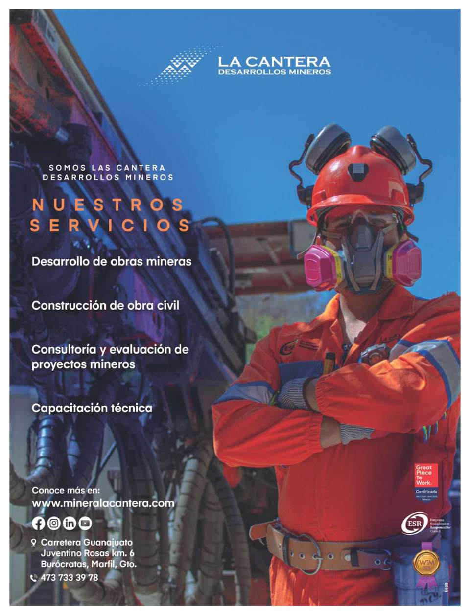 Desarrollo de Obras Mineras, Construccion de Obra Civil, Consultoria y Evaluacion de Proyectos Mineros, Capacitacion Tecnica. Great Place to Work, ESR. Desarrollo de Obras Mineras, Construccion de Obra Civil, Consultoria y Evaluacion de Proyectos Mineros, Capacitacion Tecnica. Great Place to Work, ESR.
