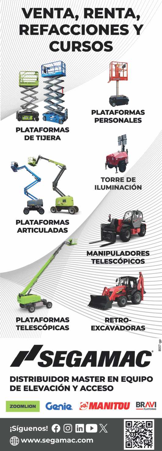 Scissor Platforms, Personal, Articulated, Telescopic. Lighting Towers, Telehandlers, Backhoes. Zoomlion, Genie, Manitou, Bravi.Sale, Rental, Parts and Courses.