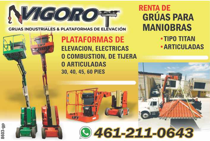 Rental of Cranes for Titan-type, Articulated Maneuvers. Lifting Platforms, Electric or Combustion, Scissor or Articulated of 30, 40, 45, 60 feet. Rental of Cranes for Titan-type, Articulated Maneuvers. Lifting Platforms, Electric or Combustion, Scissor or Articulated of 30, 40, 45, 60 feet.