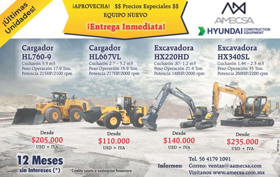 Take advantage of SPECIAL PRICES. NEW TEAM. Immediate delivery. HL760-9 Loader, HL667VL Loader, HX220HD Excavator, HX340SL Excavator. HYUNDAI 12 MONTHS WITHOUT INTEREST. Take advantage of SPECIAL PRICES. NEW TEAM. Immediate delivery. HL760-9 Loader, HL667VL Loader, HX220HD Excavator, HX340SL Excavator. HYUNDAI 12 MONTHS WITHOUT INTEREST.
