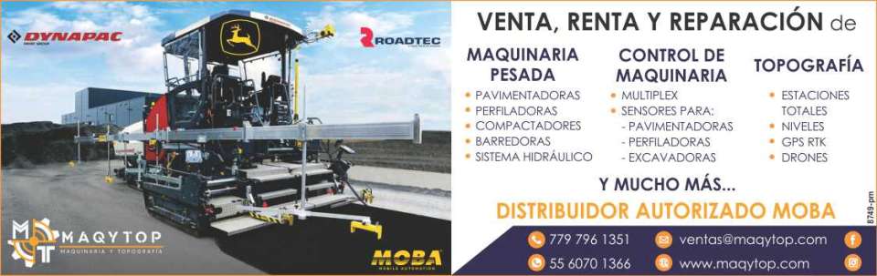 Maquinaria Pesada:pavimentadoras, perfiladoras, compactadores, barredoras. Control de Maquinaria: multiplex, sensores. Topografia: estaciones totales, niveles, gps rtk, drones. Venta-Renta- Reparacion Maquinaria Pesada:pavimentadoras, perfiladoras, compactadores, barredoras. Control de Maquinaria: multiplex, sensores. Topografia: estaciones totales, niveles, gps rtk, drones. Venta-Renta- Reparacion