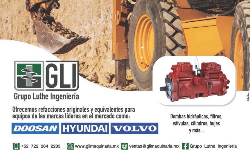 Ofrecemos refacciones originales y equivalentes para equipos de las marcas lideres en el mercado como: DOOSAN, HYUNDAI, VOLVO. Bombas hidraulicas, filtros, valvulas, cilindros, bujes y mas...