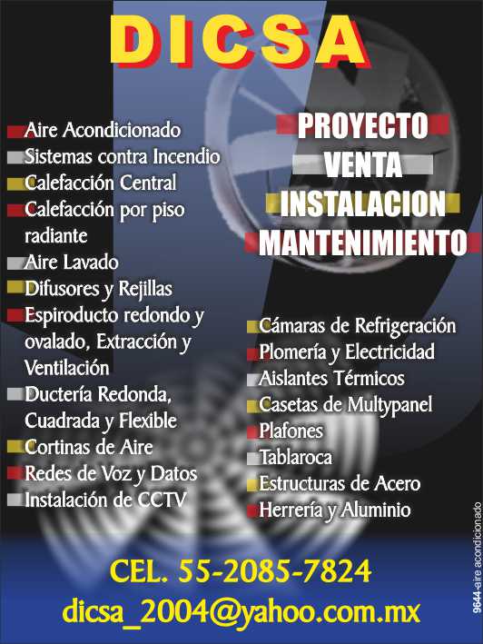 Aire lavado, Difusores, Rejillas, Espiroducto, Extraccion, Ventilacion, Ducteria, Cortinas de aire, Redes de Voz y Datos, CCTV, Camaras de refrigeracion, Aislantes Termicos, Casetas, Estructuras. Aire lavado, Difusores, Rejillas, Espiroducto, Extraccion, Ventilacion, Ducteria, Cortinas de aire, Redes de Voz y Datos, CCTV, Camaras de refrigeracion, Aislantes Termicos, Casetas, Estructuras.