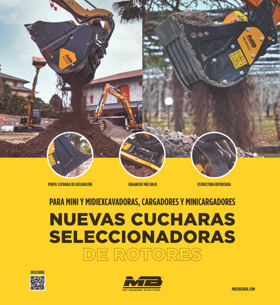 Nuevas Cucharas Seleccionadoras de Rotores para Mini y Midiexcavadoras, Cargadores y Minicargadores. MB CRUSHER Convierte su Excavadora en una verdadera Trituradora. Nuevas Cucharas Seleccionadoras de Rotores para Mini y Midiexcavadoras, Cargadores y Minicargadores. MB CRUSHER Convierte su Excavadora en una verdadera Trituradora.