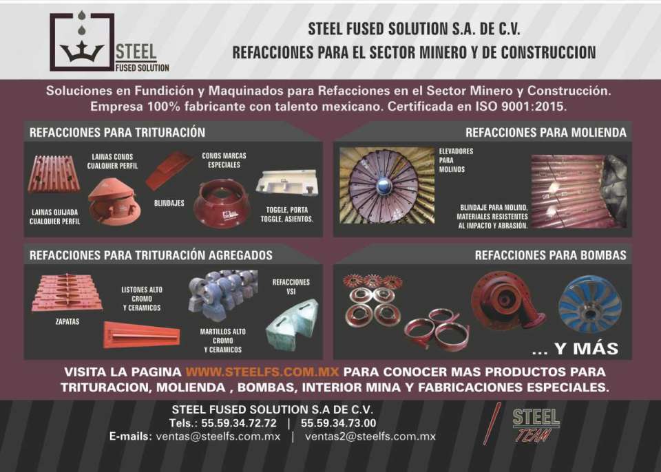 Spare parts for the Mining and Construction sector. Solutions in Casting and Machining for Spare Parts in the Mining and Construction sector. Company 100% with Mexican talent. ISO 9001:2015 certified